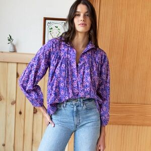 Emerson Fry “Emmaline” Blouse in Violet Wildflower, size medium